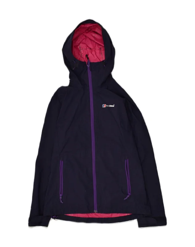 BERGHAUS Womens Hooded Rain Jacket UK 8 Small Navy Blue Polyamide Corduroy Jacket Velvet Jacket Brocade Jacket BERGHAUS Womens Hooded Rain Jacket UK 8 Small Navy Blue Polyamide Corduroy Jacket Velvet Jacket Brocade Jacket