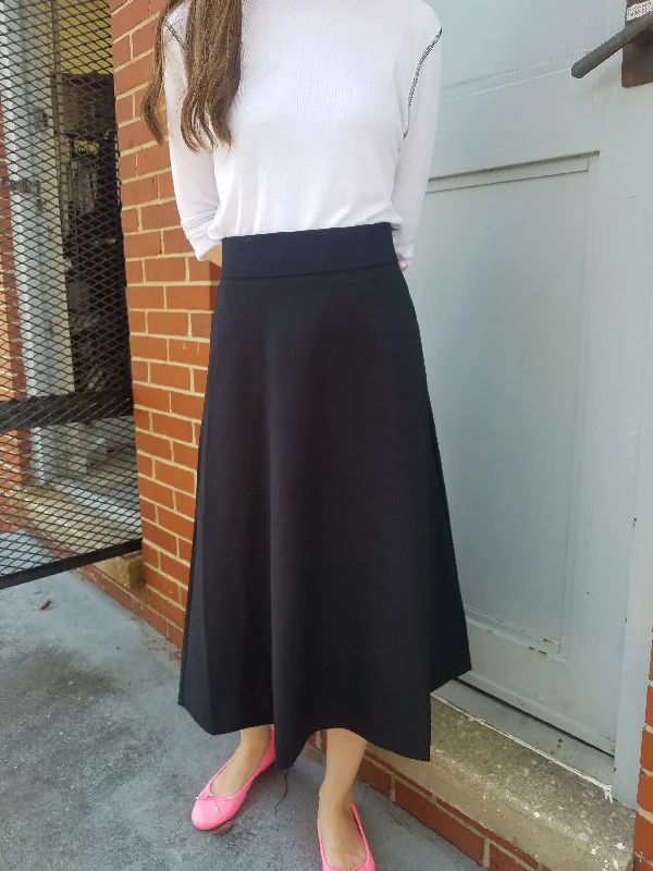 Black A line Skirt 29'' Lined 536 silk skirt sleek