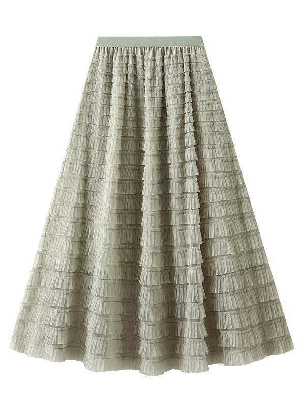 High Waist Slim Gauze Cake Skirt high waist skirt