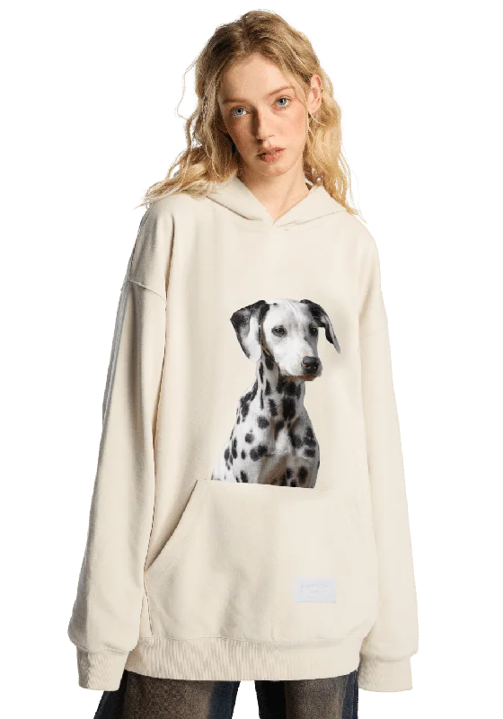Spotted Dog Print Hoodie Hoodie Jacket Zipper Layering