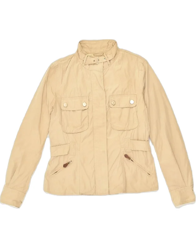 MASSIMO DUTTI Womens Utility Jacket UK 18 XL Beige Polyester Hooded Jacket Caped Jacket Shawl Collar Jacket