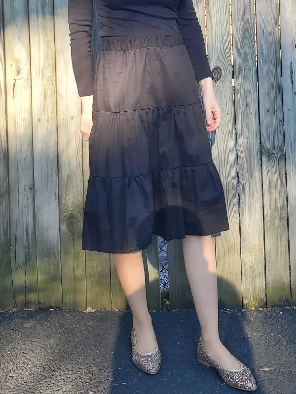 Cotton Tiered Skirt 072 corduroy skirt textured