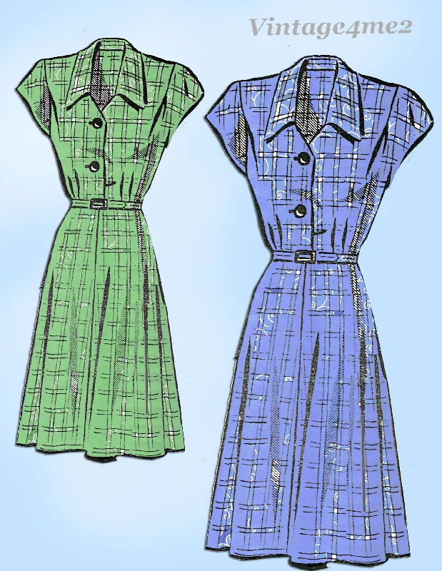 Mail Order 1617: 1940 Classic Shirtmaker Dress Sz 32 B Vintage Sewing Pattern Complete Tunics Solid Classic