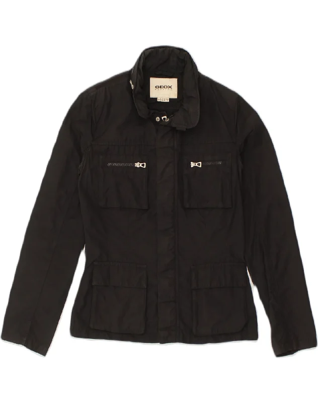 GEOX Womens Utility Jacket UK 10 Small  Black Cotton Rayon Jacket Velvet Jacket Corduroy Jacket