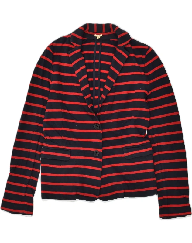 J. CREW Womens 2 Button Blazer Jacket UK 10 Small Red Striped Cotton Cotton Fabric Linen Fabric Terry Fabric