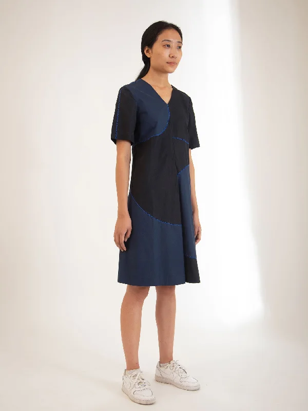 Color Block a Line Dress Tunics New arrival