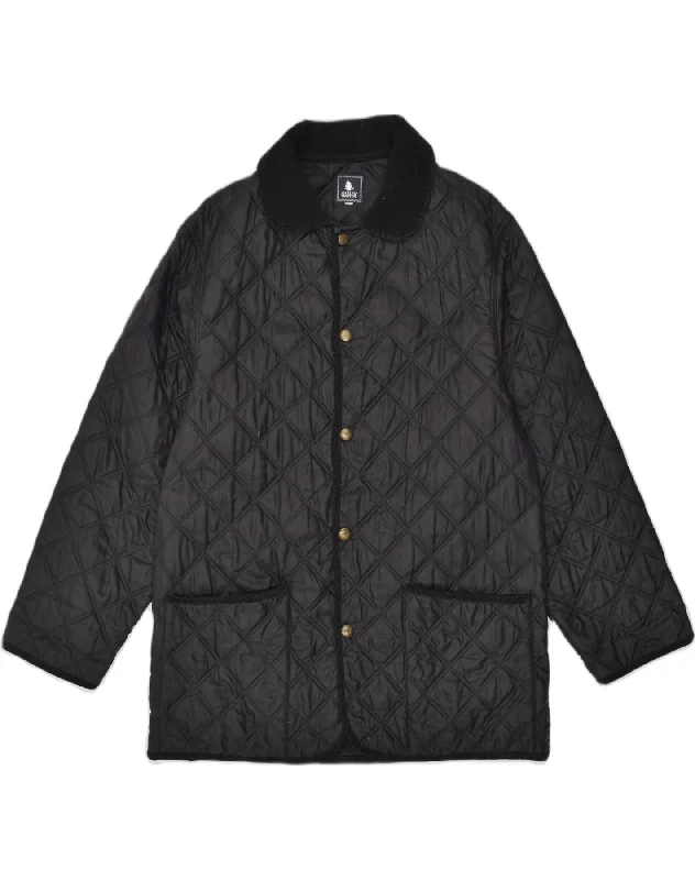 MARINA YACHTING Womens Quilted Jacket UK 38 Medium Black Knit Fabric Woven Fabric Fleece Fabric