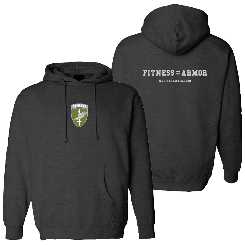Military Athlete Hoodie - Charcoal Heather (M-XL) Graphic Hoodie Design Print