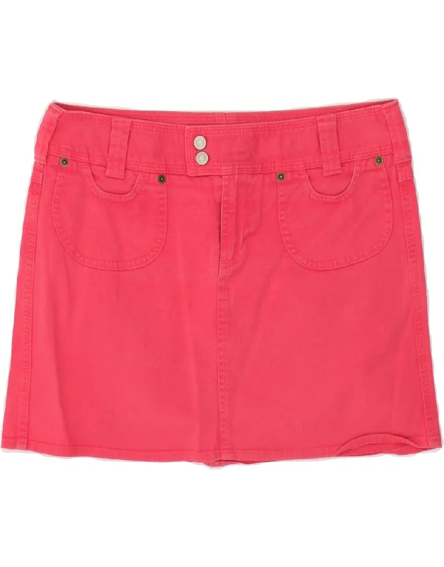 BENETTON Womens Mini Skirt IT 40 Small W30 Pink Cotton asymmetrical skirt cut