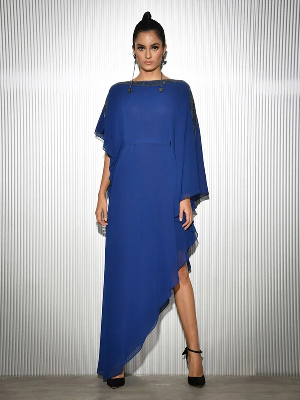 Royal Blue Assymetric Dress Tunics Fleece cozy