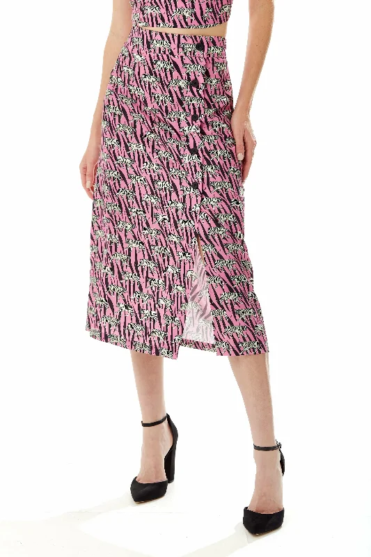 Liquorish Mixed Animal Print Midi Skirt In Purple wool skirt breathable
