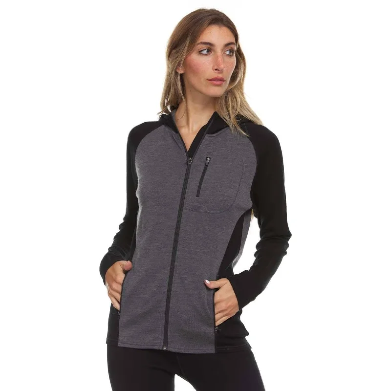 Midweight - Women's Full Zip Hoodie Woolverino Hoodie with Hem Fringe Bohemian Relaxed