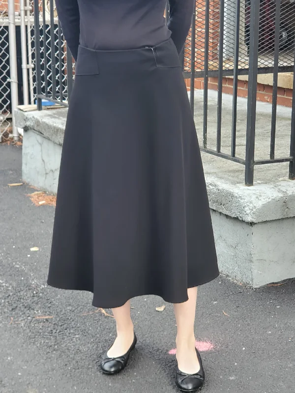 A line Crepe Skirt 447-29 leather skirt bold