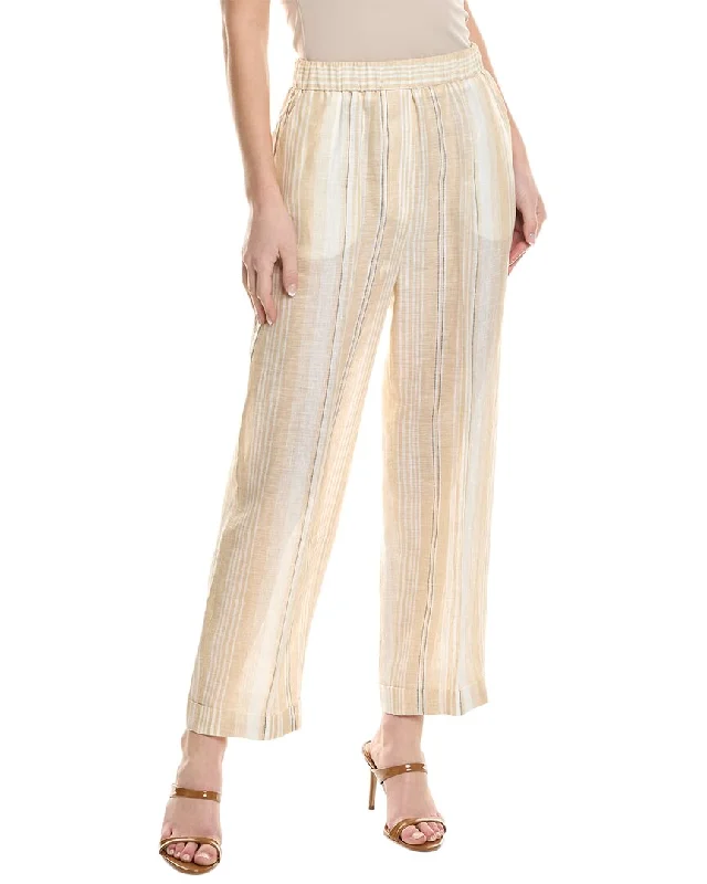 Peserico Pull-On Linen Pant Comfy Zip-Up Pants