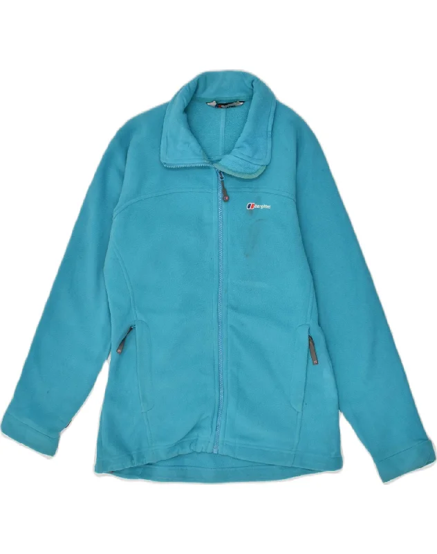 BERGHAUS Womens Fleece Jacket UK 10 Small Blue Polyester Print Jacket Jacquard Jacket Patchwork Jacket
