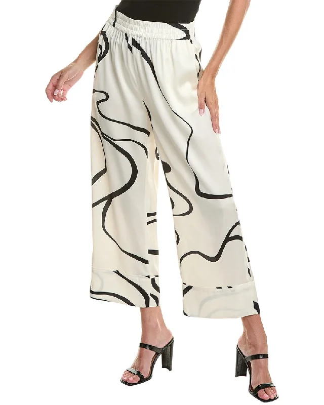BCBGMAXAZRIA Cropped Pant Trendy Wide-Legged Trousers