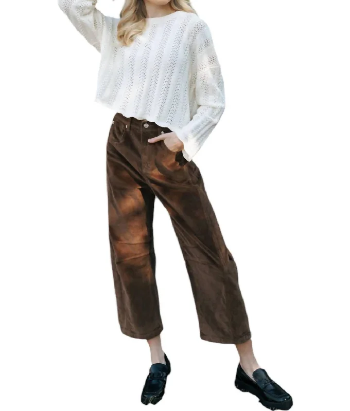 Slouchy Cord Barrel Pants In Brown Comfy Cargo Trousers