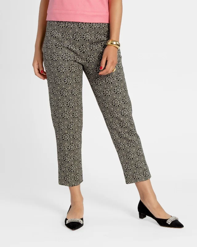 Petrie Pant Metallic Black Gold Casual Track Pants