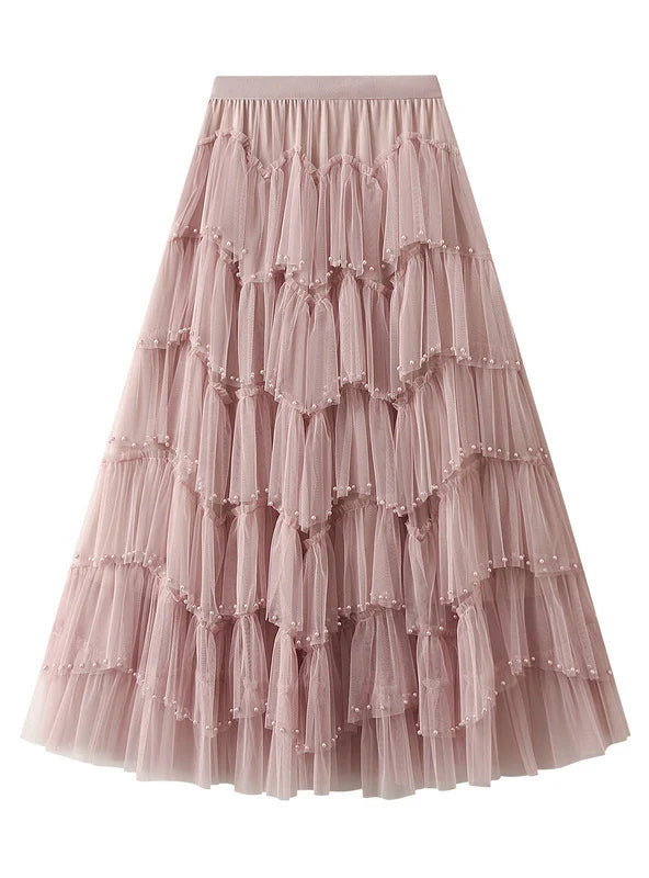 Heavy Industry Beaded Gauze Cake Skirt cotton skirt soft