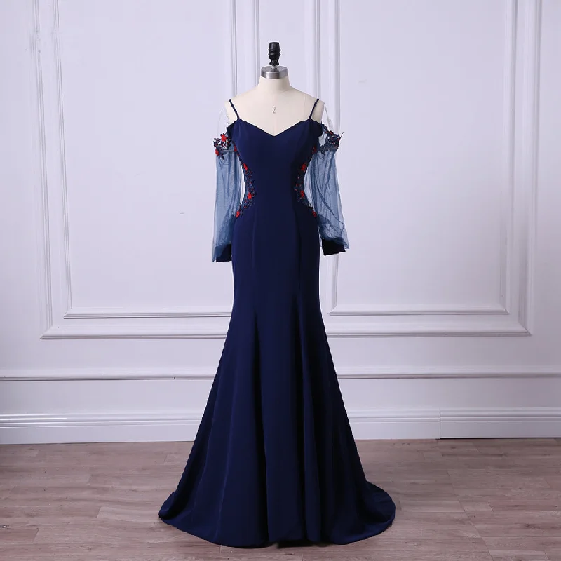 Long Prom Dresses, Jersey Prom Dresses, Long Sleeve Prom Dresses, Straps Evening Dresses, Mermaid Prom Dresses , Floor-Length Prom Dress, Tulle Party Dress, LB0399 Cowl Neckline Elegant