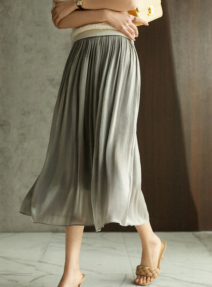 Women Silk Milk Pleats Skirt corduroy skirt comfortable