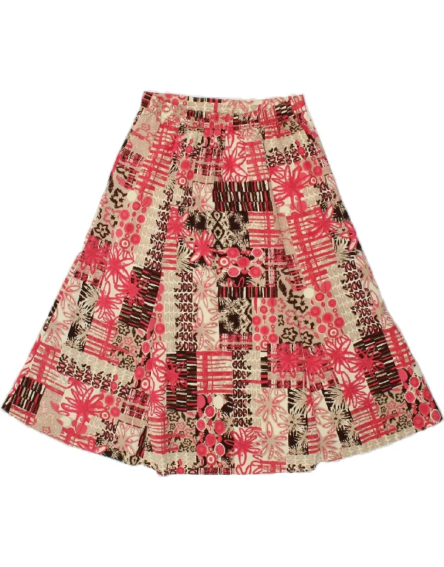 VINTAGE Womens A-Line Skirt UK 10 Small W26 Red Patchwork Polyester silk skirt sleek VINTAGE Womens A-Line Skirt UK 10 Small W26 Red Patchwork Polyester silk skirt sleek