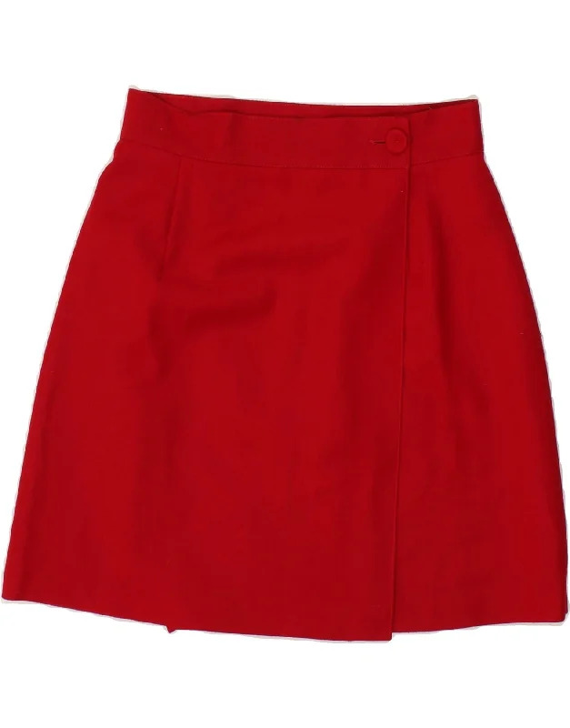 VINTAGE Womens High Waist Wrap Skirt UK 16 Large W28  Red Wool vintage skirt charm