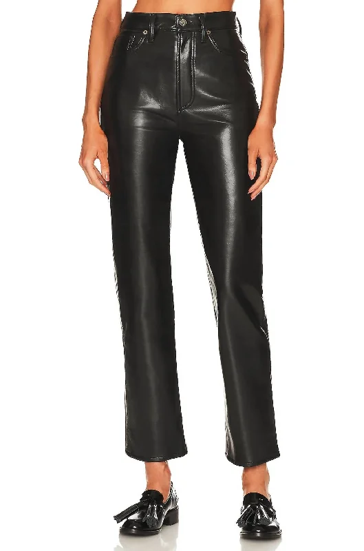 90's Recycled Leather Fitted Pant In Detox Classic Pleated Pants