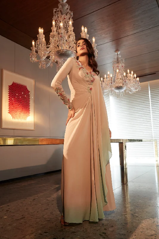 Ombre Drape Dress Tunics Vintage classic