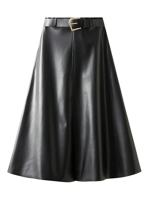 Retro Stitching Pu Leather Skirt corduroy skirt durable
