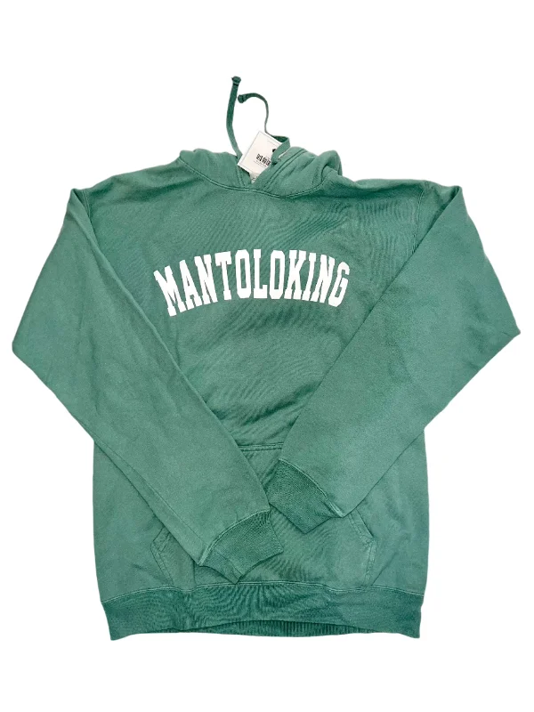 Stonewashed Fern Green Mantoloking Hooded Sweatshirt Hoodie with Thumb Holes Functional Cozy