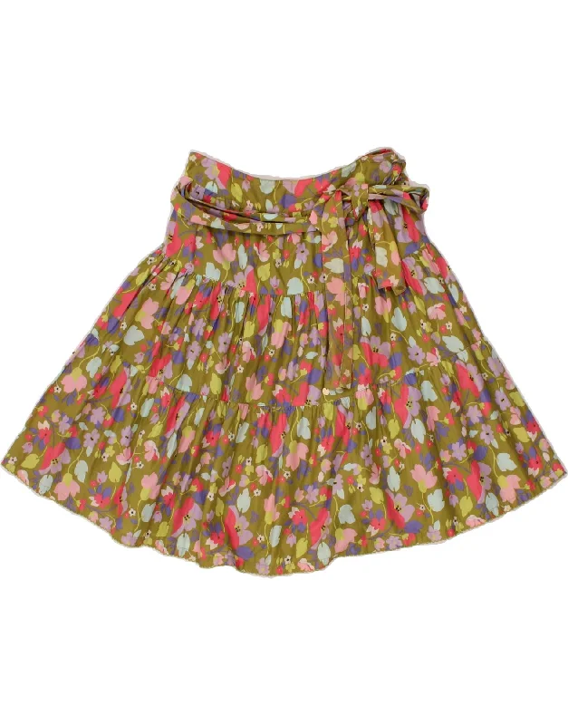 TED BAKER Womens A-Line Skirt Size 2 Small W28  Khaki Floral casual skirt length