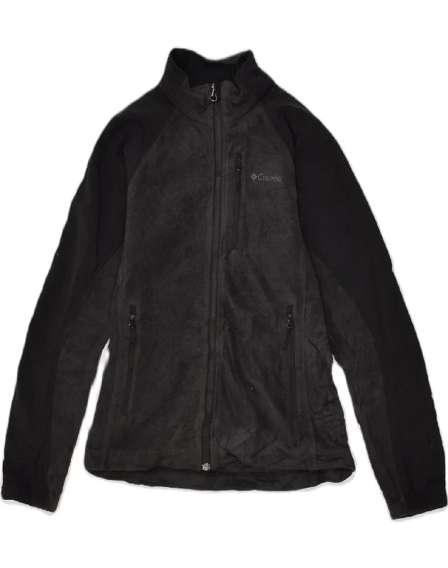 COLUMBIA Womens Fleece Jacket UK 12 Medium Black Polyester Fitted Jacket Loose Jacket Oversized Jacket