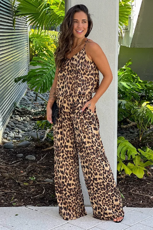 Leopard Top And Pants Set Sleek Black Pants