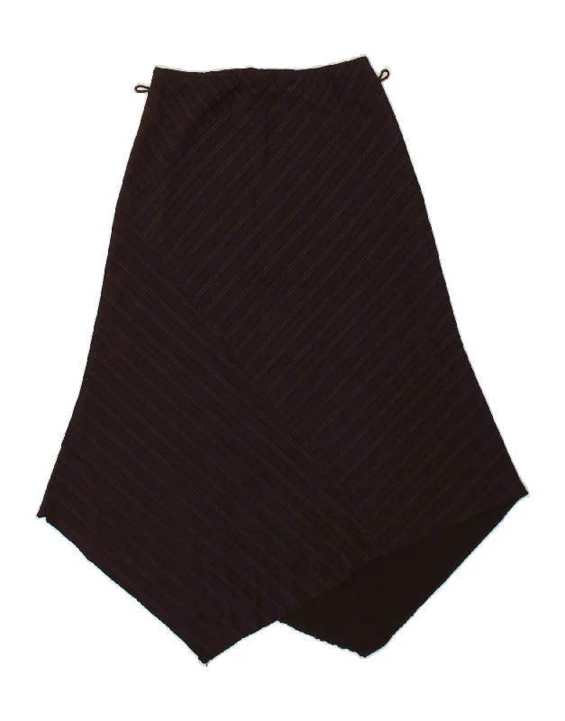 VINTAGE Womens Asymmetrical Skirt Large W30 Brown Striped Viscose athletic skirt fit