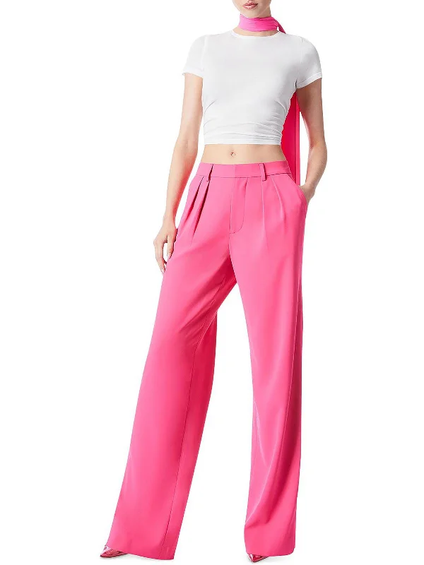 Pompey Womens Pleated Wide Leg Dress Pants Trendy Wide-Leg Pants