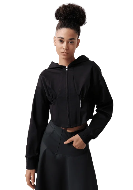 Waist Tied Herringbone Hoodie Hoodie with Fur Luxurious Winter