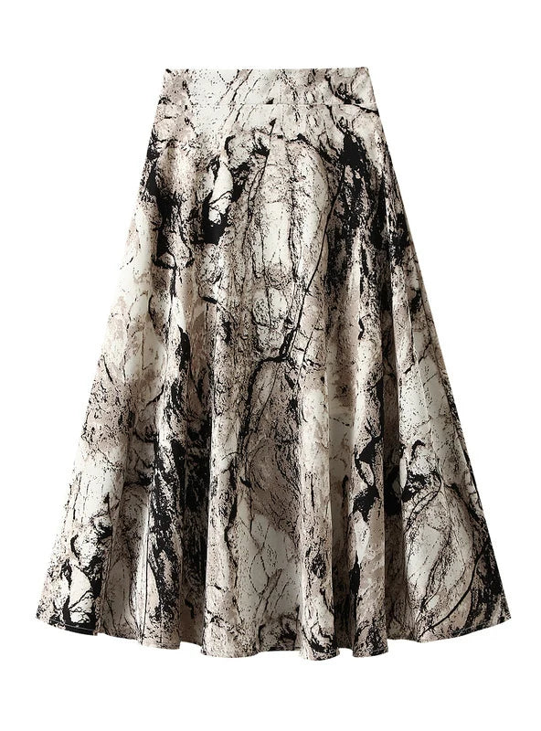 Landscape Painting Print Skirt midi skirt versatile