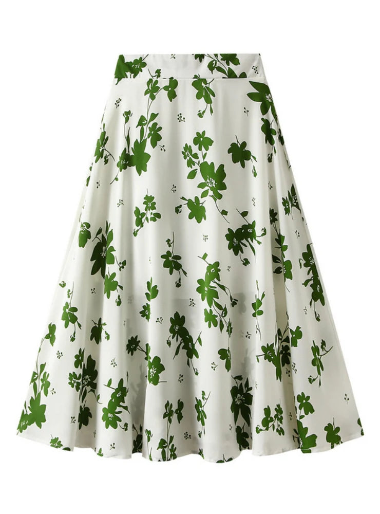 Four-leaf Floral High Waist Printed Skirt denim skirt casual