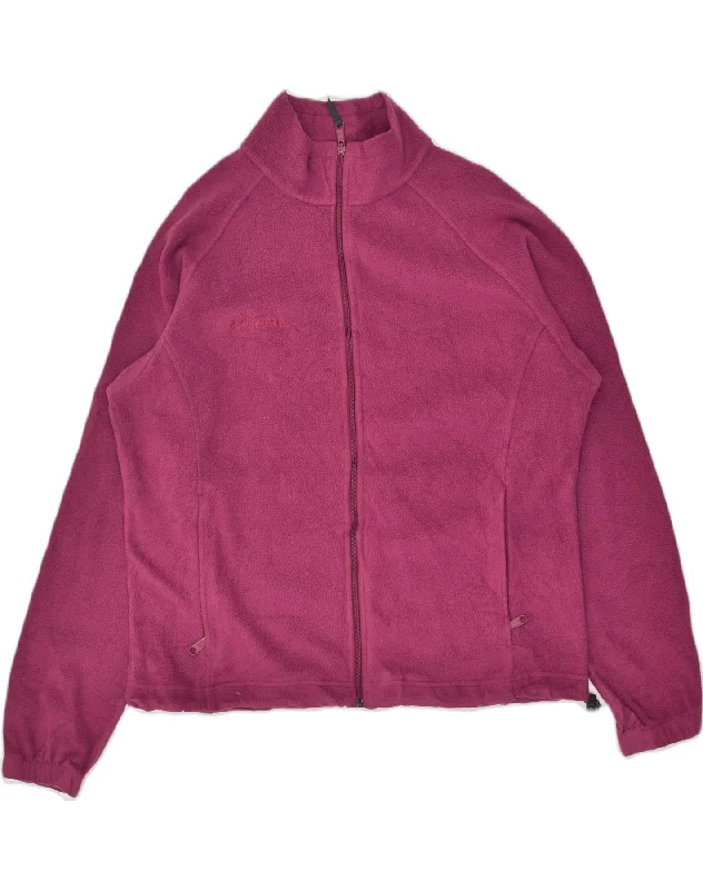 COLUMBIA Womens Fleece Jacket UK 18 XL Burgundy Polyester Ribbed Jacket Pleated Jacket Ruffled Jacket