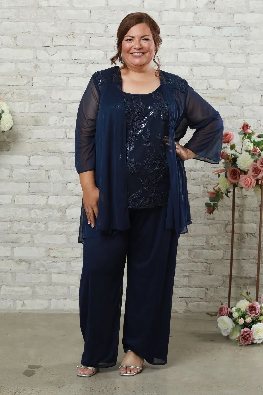 Women's Plus Size Sleeveless Glitter Top Three-Piece Pant Set Casual Drawstring Pants