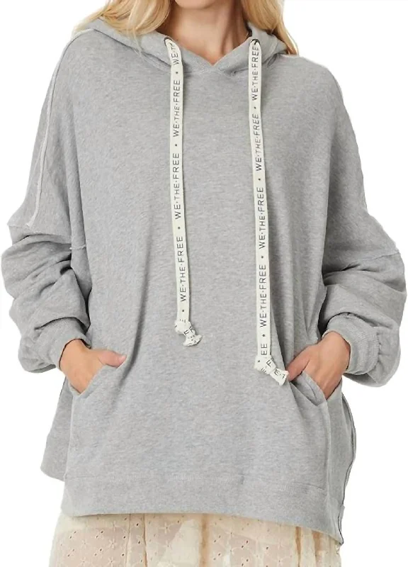 We Hoodie In Heather Grey Hoodie with Sequins Glamorous Eye-catching