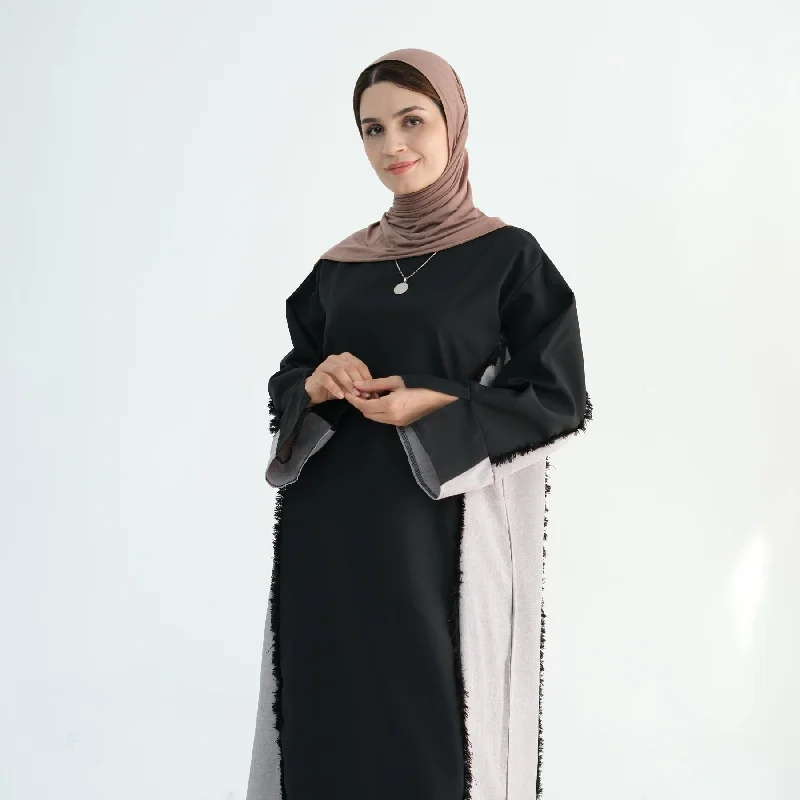 Blair Fringe Abaya Dress - Black Tunics Fashionable trendy