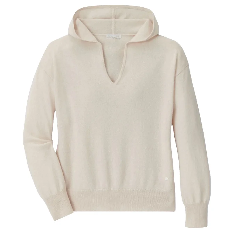Womens Summer Cashmere Hoodie White Sand - SS25 Hoodie with Sequins Glamorous Eye-catching