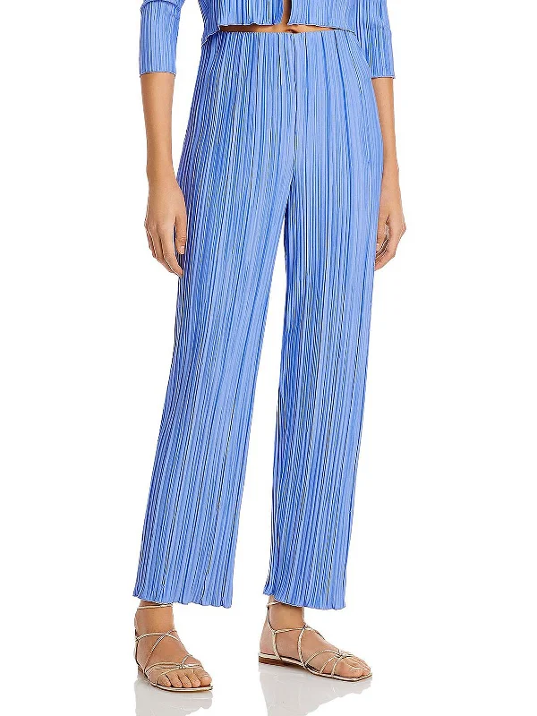 Rowan Womens Pleated High Waist Wide Leg Pants Casual Skinny Fit Pants
