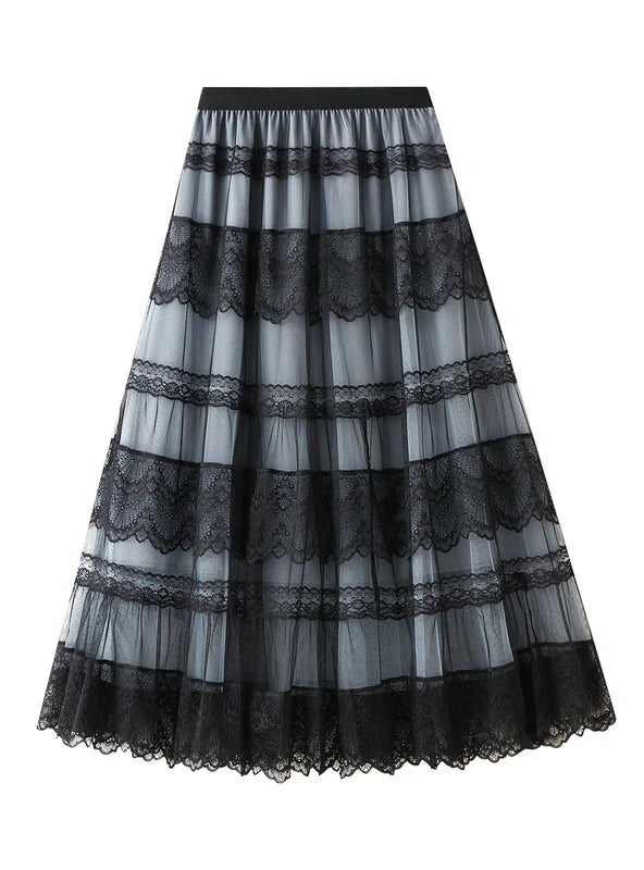 Mesh Stitching Lace Cake Skirt seamless skirt comfort