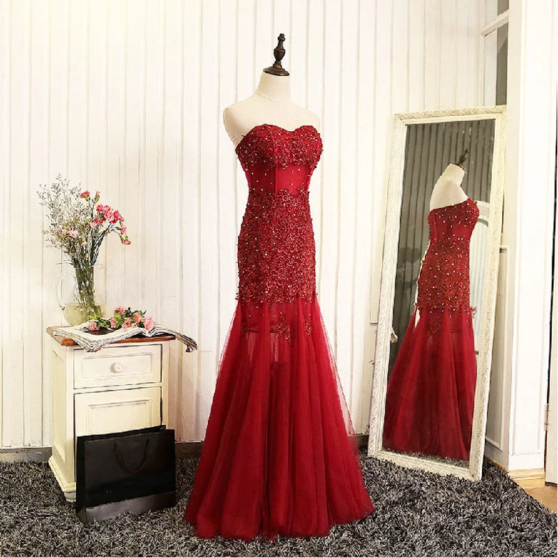 Long Prom Dresses, Tulle Prom Dresses, Sleeveless Prom Dresses, Lace Evening Dresses,  Prom Dresses , Beading Prom Dresses, Floor-Length Prom Dress, LB0388 Crew Neckline Sporty