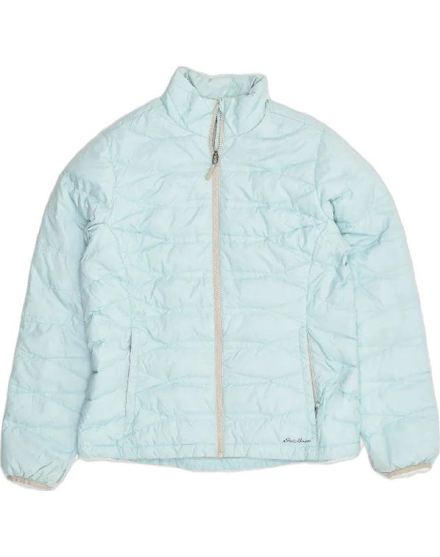 EDDIE BAUER Womens Padded Jacket UK 16 Large Blue Nylon Trench Coat Raincoat Waterproof Jacket
