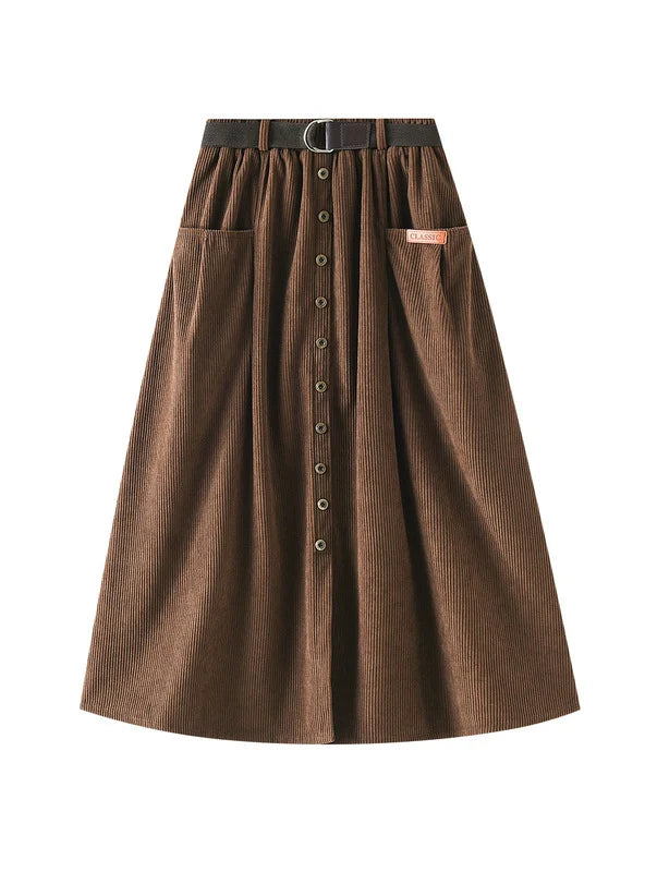 Corduroy Medium and Long High Waist Skirt silk skirt luxurious