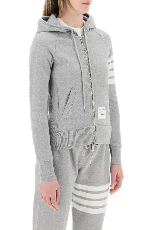 Thom Browne 4-Bar Full Zip Hoodie Hoodie with Mock Neck Collared Structured
